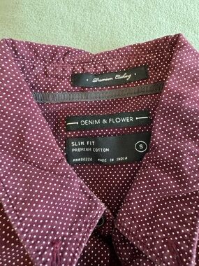 Denim & Flower Burgundy Polka Dot Slim Fit Shirt